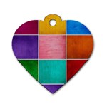 Colorful Squares, Abstract, Art, Background Dog Tag Heart (One Side)