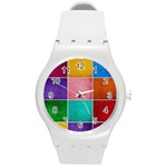 Colorful Squares, Abstract, Art, Background Round Plastic Sport Watch (M)