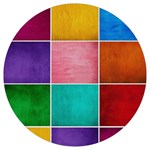 Colorful Squares, Abstract, Art, Background Round Trivet