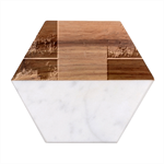 Colorful Squares, Abstract, Art, Background Marble Wood Coaster (Hexagon) 