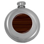 Dark Brown Wood Texture, Cherry Wood Texture, Wooden Round Hip Flask (5 oz)