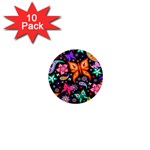 Floral Butterflies 1  Mini Buttons (10 pack) 