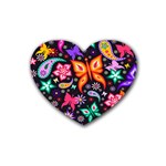 Floral Butterflies Rubber Coaster (Heart)