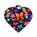 Floral Butterflies Dog Tag Heart (One Side)