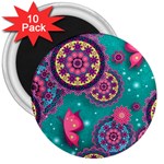 Floral Pattern, Abstract, Colorful, Flow 3  Magnets (10 pack) 