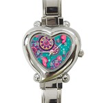 Floral Pattern, Abstract, Colorful, Flow Heart Italian Charm Watch