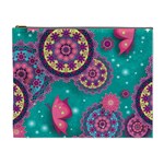 Floral Pattern, Abstract, Colorful, Flow Cosmetic Bag (XL)