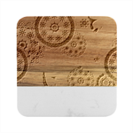 Floral Pattern, Abstract, Colorful, Flow Marble Wood Coaster (Square)