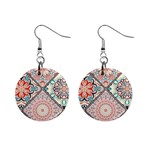 Flowers Pattern, Abstract, Art, Colorful Mini Button Earrings