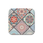 Flowers Pattern, Abstract, Art, Colorful Rubber Square Coaster (4 pack)