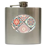 Flowers Pattern, Abstract, Art, Colorful Hip Flask (6 oz)