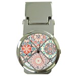 Flowers Pattern, Abstract, Art, Colorful Money Clip Watches