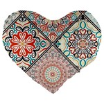 Flowers Pattern, Abstract, Art, Colorful Large 19  Premium Heart Shape Cushions