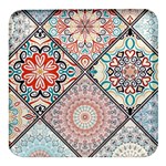 Flowers Pattern, Abstract, Art, Colorful Square Glass Fridge Magnet (4 pack)