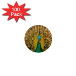 Peacock Feather Bird Peafowl 1  Mini Magnets (100 pack) 