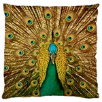 Peacock Feather Bird Peafowl Large Premium Plush Fleece Cushion Case (One Side)