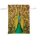Peacock Feather Bird Peafowl Lightweight Drawstring Pouch (XL)