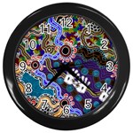 Authentic Aboriginal Art - Discovering Your Dreams Wall Clock (Black)