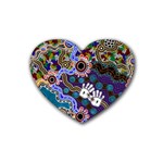 Authentic Aboriginal Art - Discovering Your Dreams Rubber Heart Coaster (4 pack)