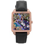 Authentic Aboriginal Art - Discovering Your Dreams Rose Gold Leather Watch 