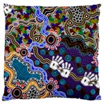 Authentic Aboriginal Art - Discovering Your Dreams Large Premium Plush Fleece Cushion Case (One Side)