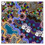 Authentic Aboriginal Art - Discovering Your Dreams Square Satin Scarf (36  x 36 )