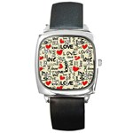 Love Abstract Background Love Textures Square Metal Watch