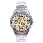Love Abstract Background Love Textures Stainless Steel Analogue Watch