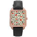 Love Abstract Background Love Textures Rose Gold Leather Watch 