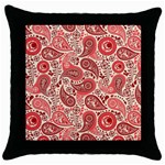 Paisley Red Ornament Texture Throw Pillow Case (Black)