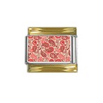 Paisley Red Ornament Texture Gold Trim Italian Charm (9mm)