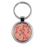 Paisley Red Ornament Texture Key Chain (Round)