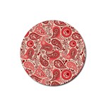 Paisley Red Ornament Texture Rubber Coaster (Round)