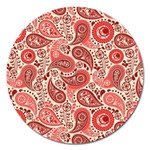 Paisley Red Ornament Texture Magnet 5  (Round)
