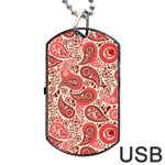 Paisley Red Ornament Texture Dog Tag USB Flash (Two Sides)