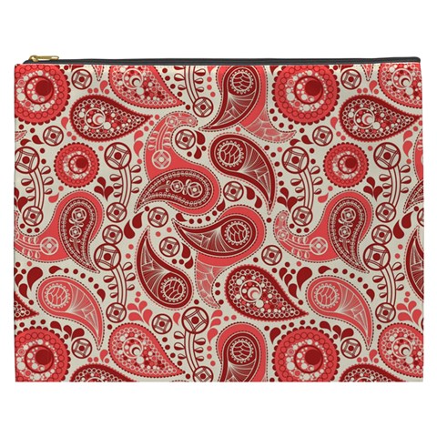 Paisley Red Ornament Texture Cosmetic Bag (XXXL) from UrbanLoad.com Front