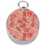 Paisley Red Ornament Texture Silver Compasses