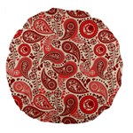 Paisley Red Ornament Texture Large 18  Premium Flano Round Cushions