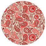 Paisley Red Ornament Texture Round Trivet