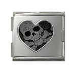 Paisley Skull, Abstract Art Mega Link Heart Italian Charm (18mm)