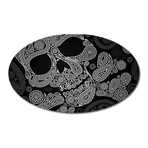 Paisley Skull, Abstract Art Oval Magnet from UrbanLoad.com Front