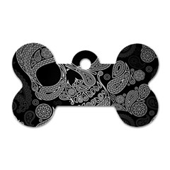 Paisley Skull, Abstract Art Dog Tag Bone (Two Sides) from UrbanLoad.com Back