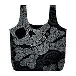 Paisley Skull, Abstract Art Full Print Recycle Bag (L)