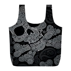 Paisley Skull, Abstract Art Full Print Recycle Bag (L) from UrbanLoad.com Back