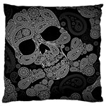 Paisley Skull, Abstract Art Large Premium Plush Fleece Cushion Case (One Side)