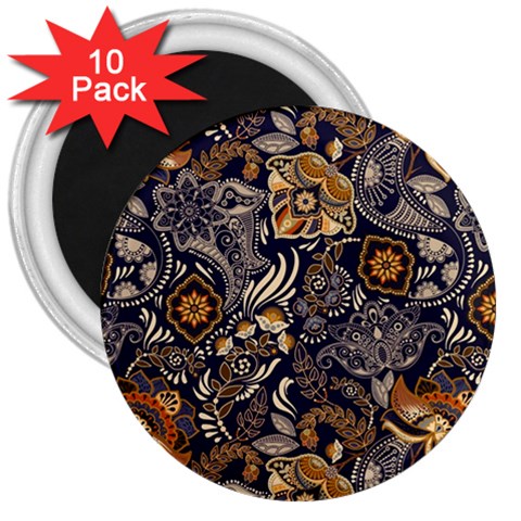 Paisley Texture, Floral Ornament Texture 3  Magnets (10 pack)  from UrbanLoad.com Front