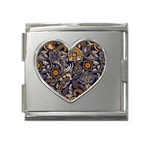 Paisley Texture, Floral Ornament Texture Mega Link Heart Italian Charm (18mm)