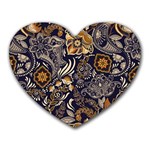 Paisley Texture, Floral Ornament Texture Heart Mousepad