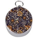 Paisley Texture, Floral Ornament Texture Silver Compasses