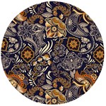 Paisley Texture, Floral Ornament Texture Wooden Bottle Opener (Round)